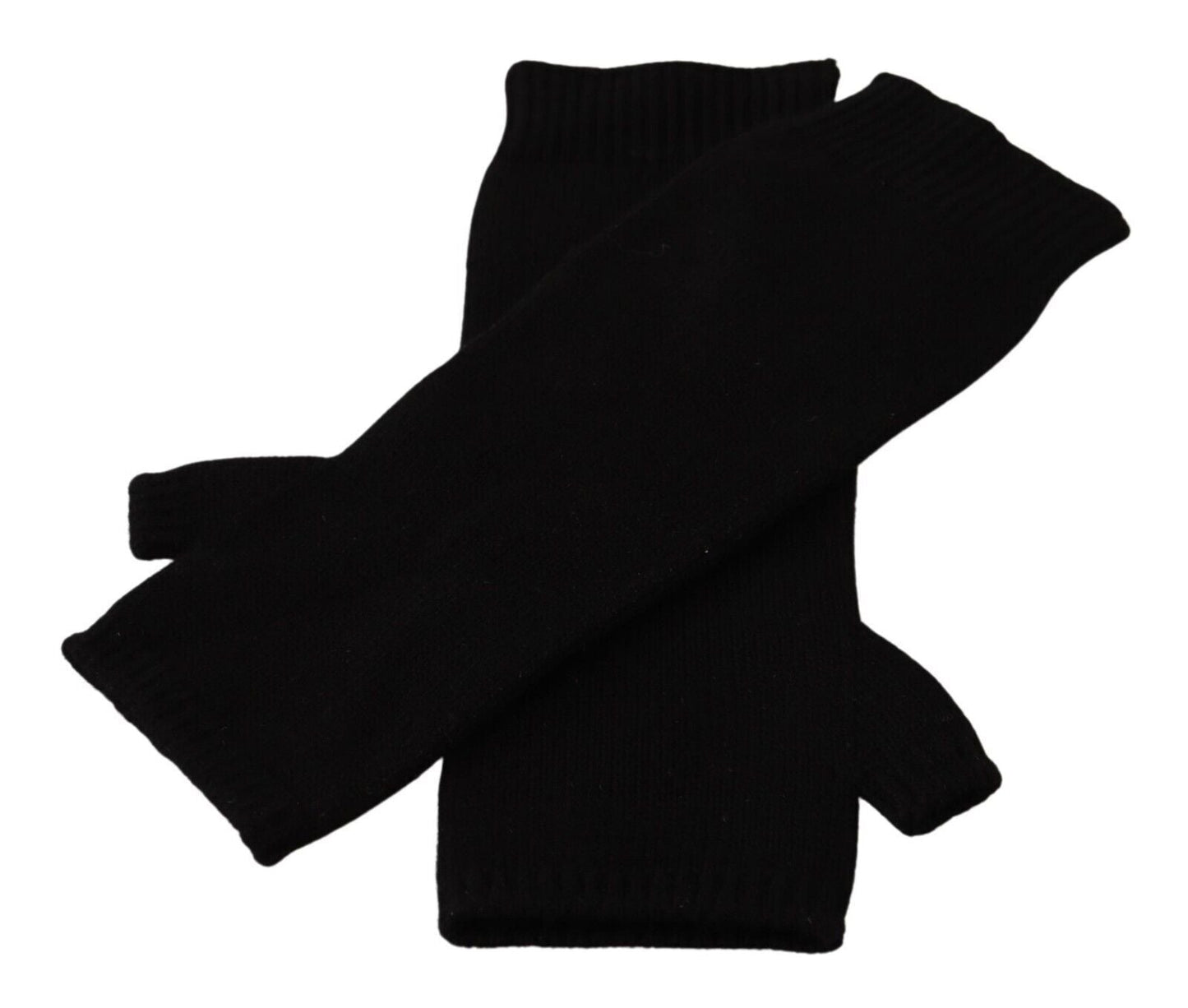 Dolce & Gabbana Elegant Black Cashmere Fingerless Gloves - Sandy Store ByNet