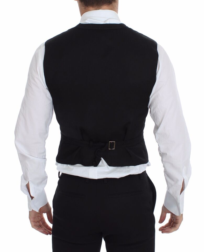 Dolce & Gabbana Elegant Black Cotton Blend Dress Vest - Sandy Store ByNet
