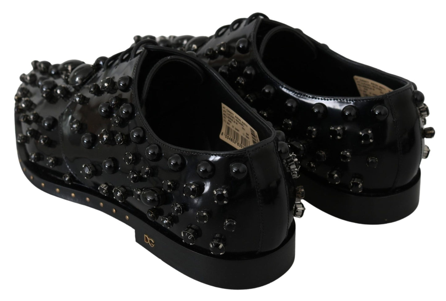 Dolce & Gabbana Elegant Black Crystal Leather Dress Shoes - Sandy Store ByNet