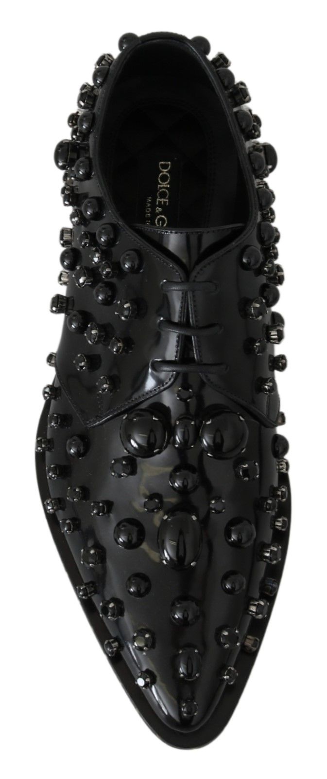 Dolce & Gabbana Elegant Black Crystal Leather Dress Shoes - Sandy Store ByNet