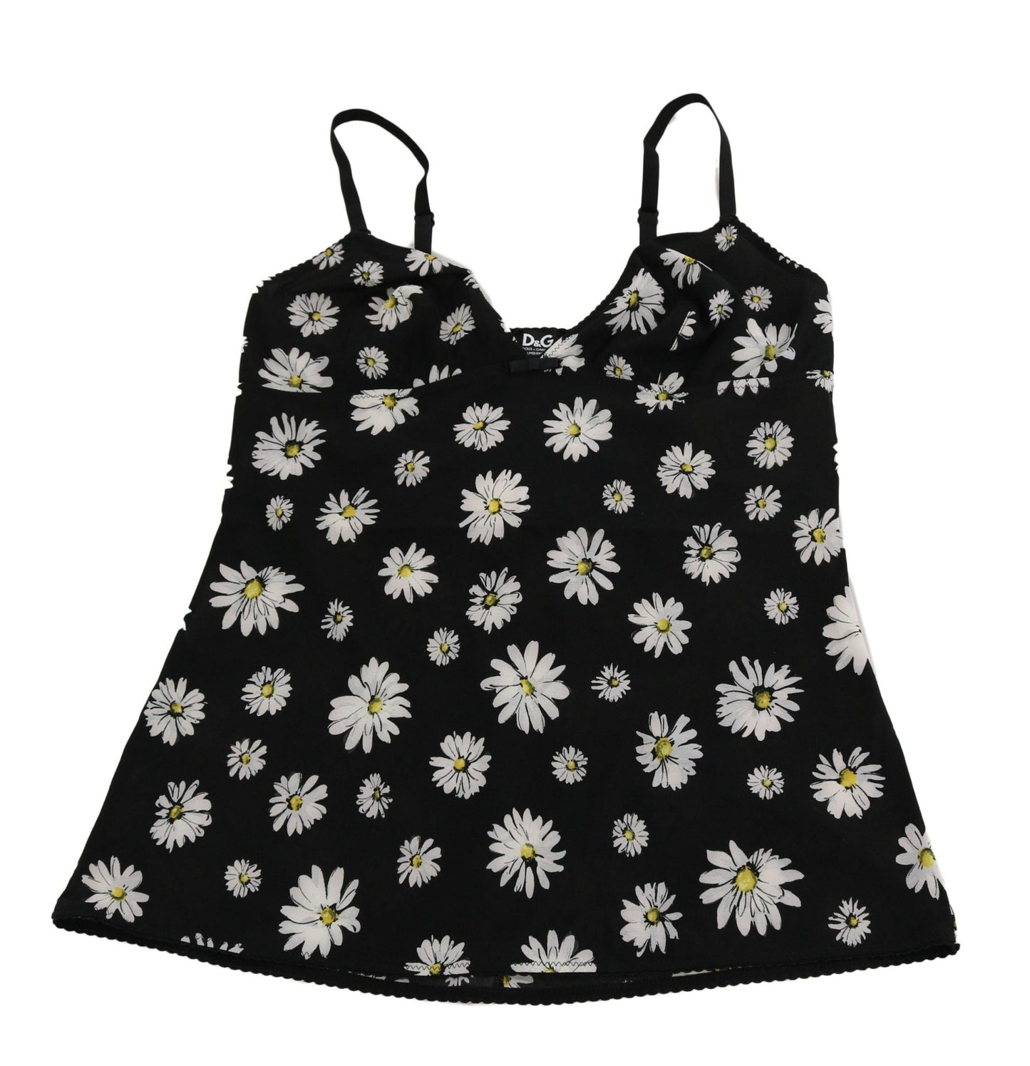 Dolce & Gabbana Elegant Black Daisy Floral Lace Chemise Dress - Sandy Store ByNet