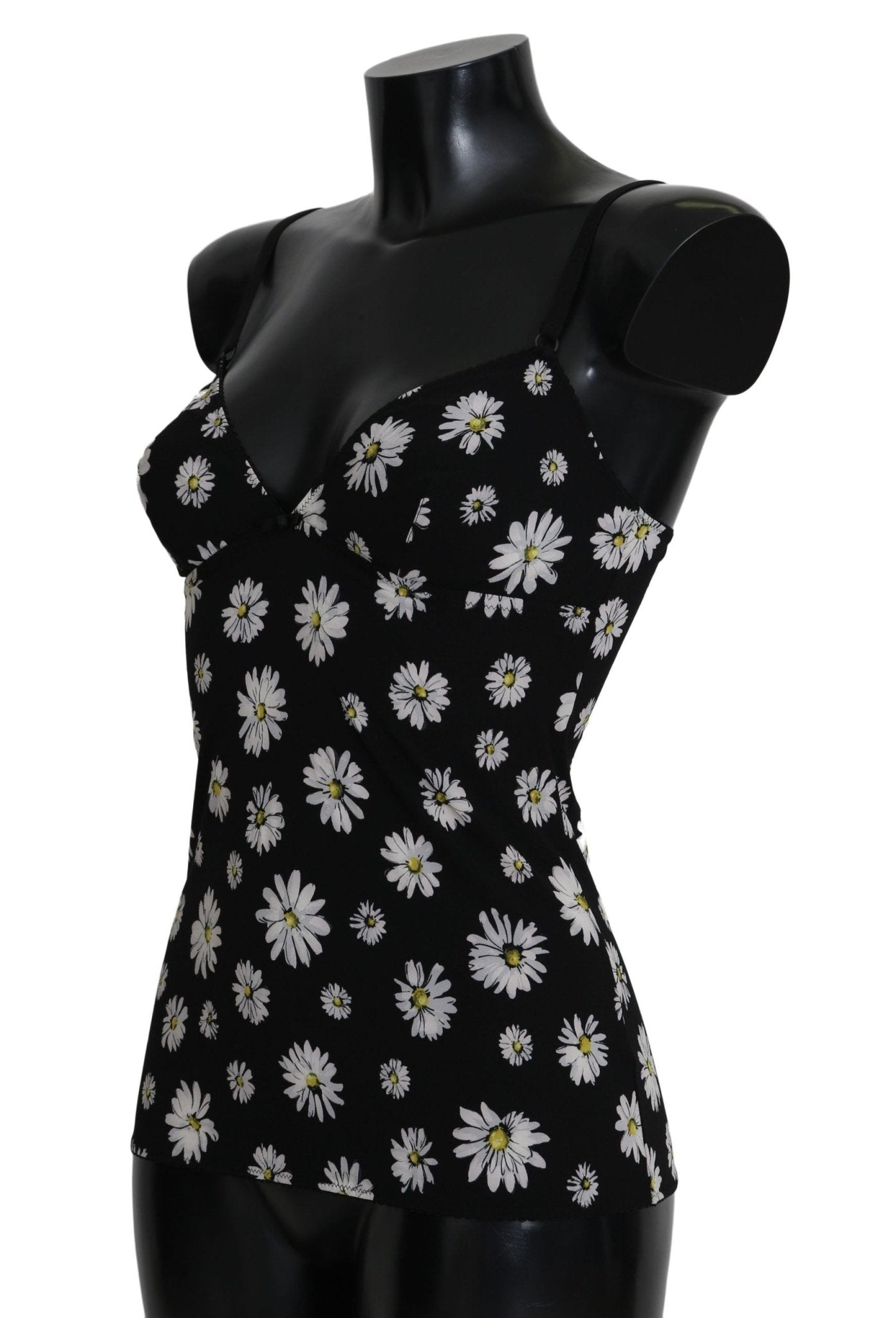 Dolce & Gabbana Elegant Black Daisy Floral Lace Chemise Dress - Sandy Store ByNet