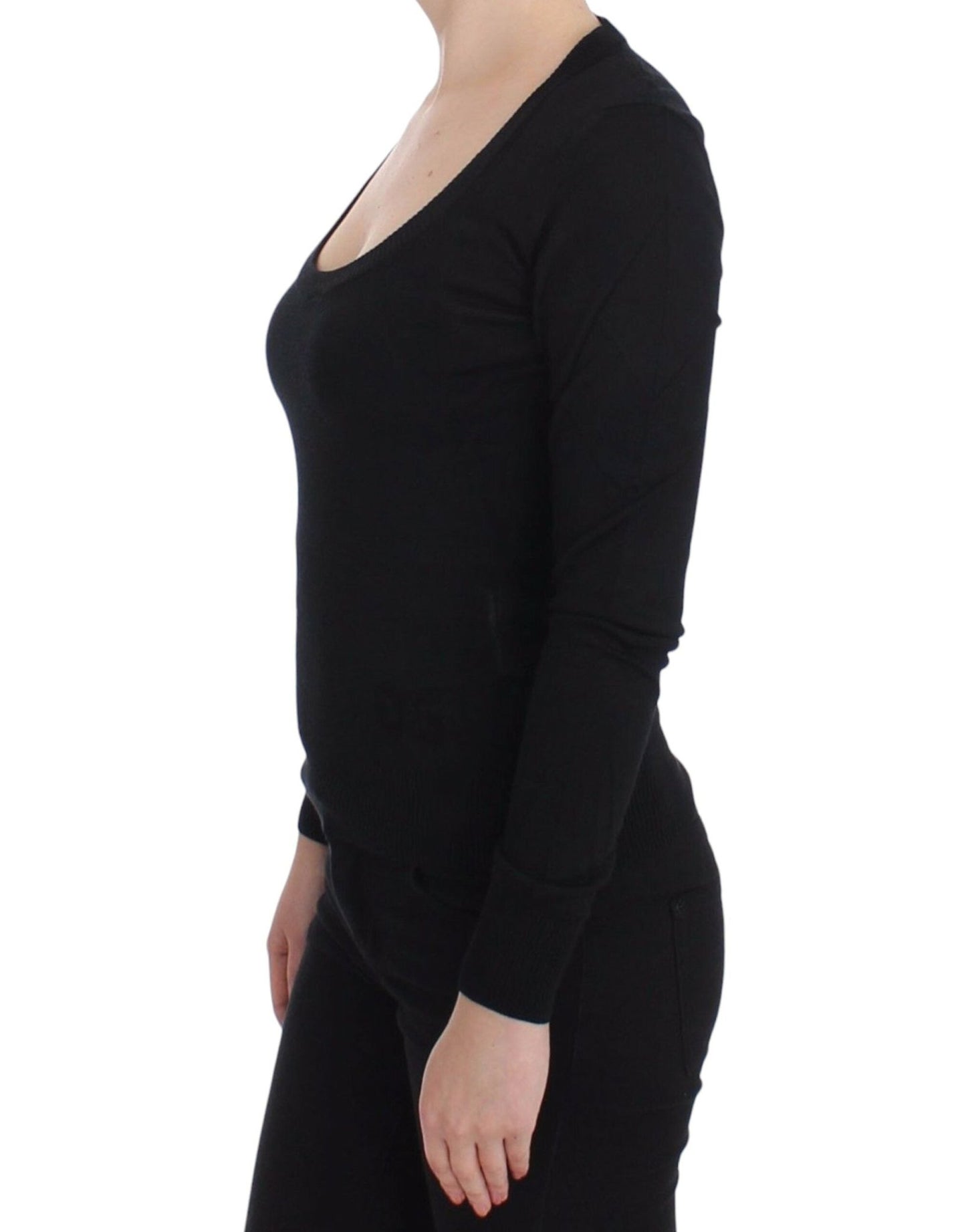 Dolce & Gabbana Elegant Black Deep Crewneck Sweater - Sandy Store ByNet