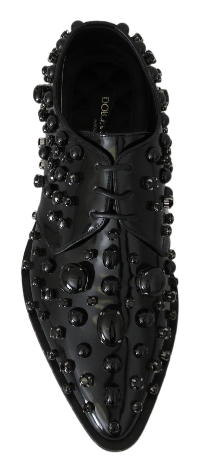 Dolce & Gabbana Elegant Black Dress Shoes with Crystals - Sandy Store ByNet