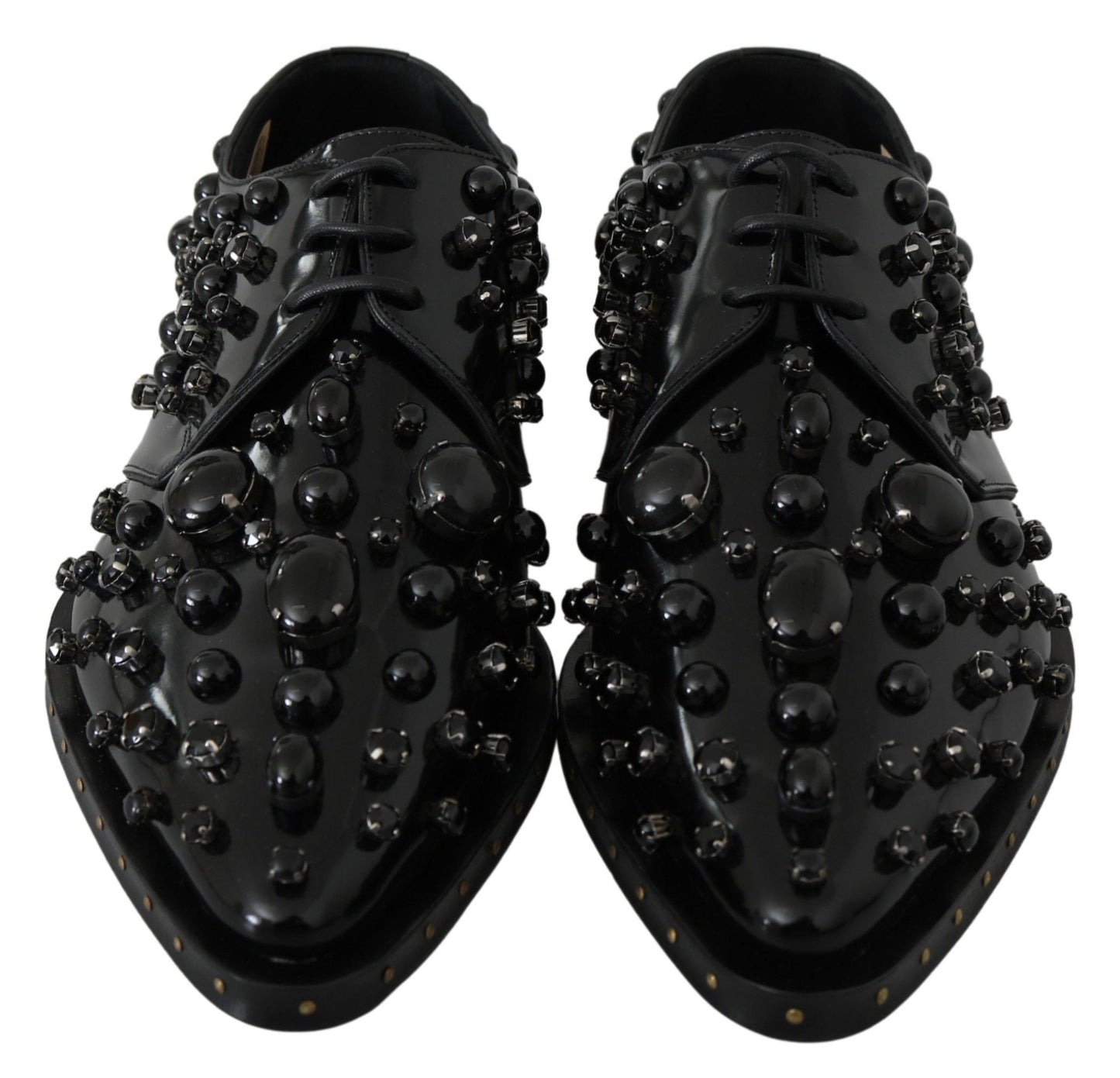 Dolce & Gabbana Elegant Black Dress Shoes with Crystals - Sandy Store ByNet