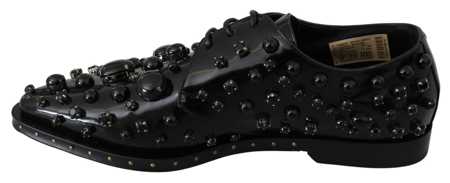 Dolce & Gabbana Elegant Black Dress Shoes with Crystals - Sandy Store ByNet