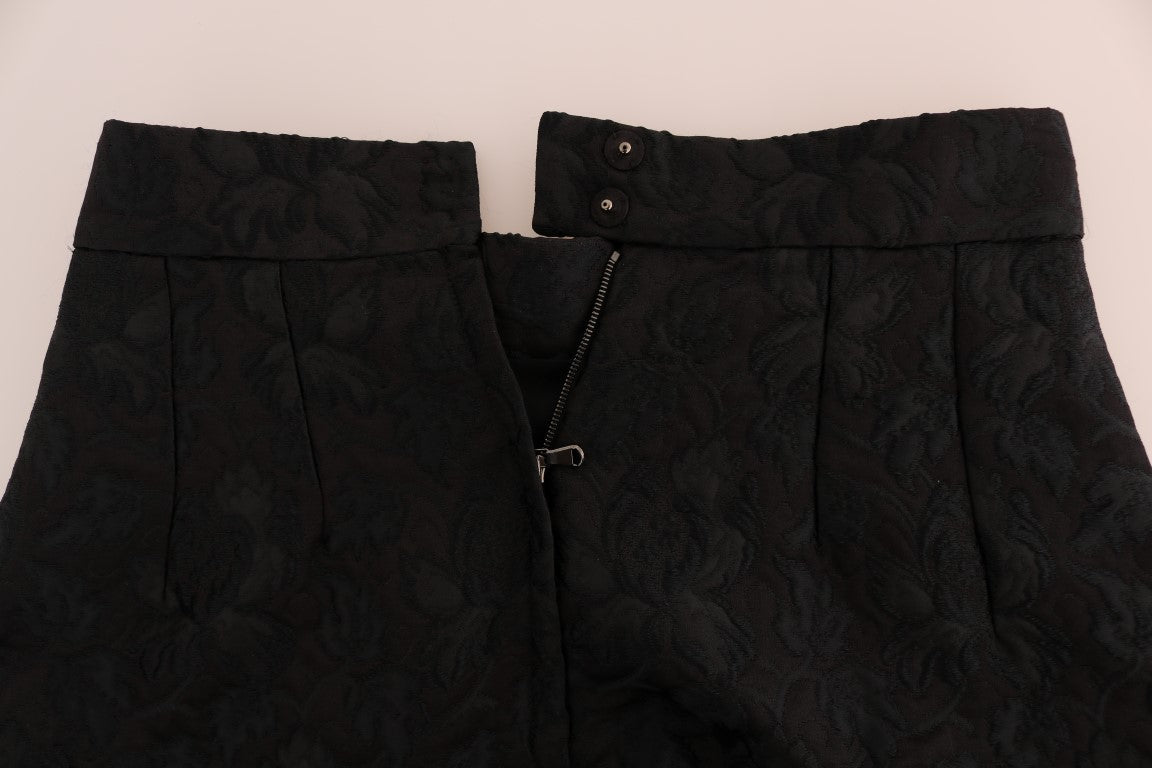 Dolce & Gabbana Elegant Black Floral Jacquard A - Line Skirt - Sandy Store ByNet