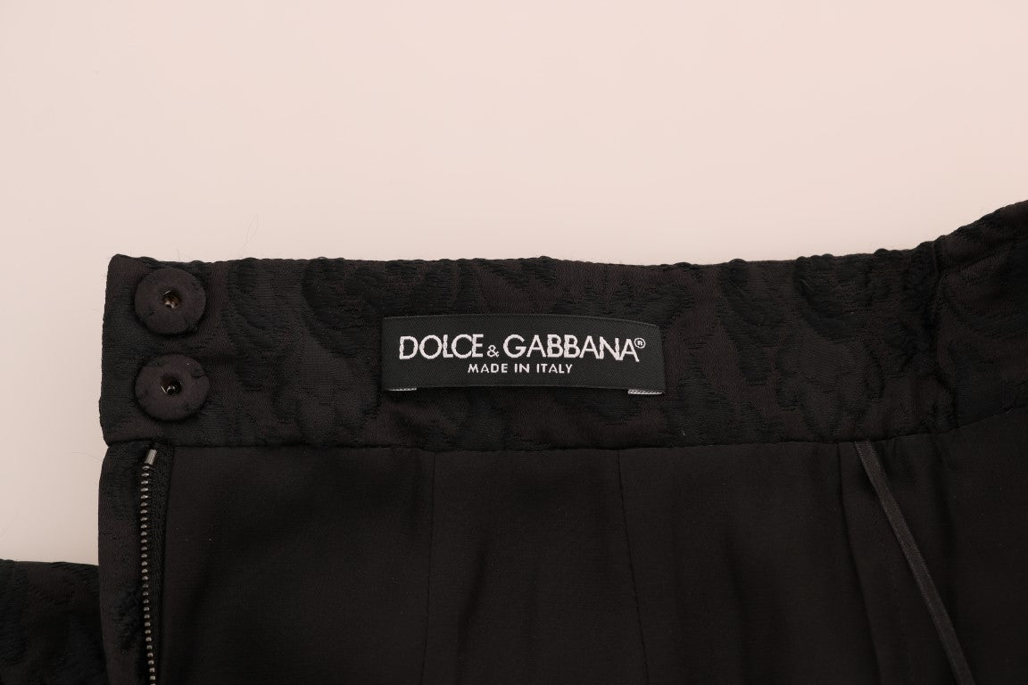 Dolce & Gabbana Elegant Black Floral Jacquard A - Line Skirt - Sandy Store ByNet