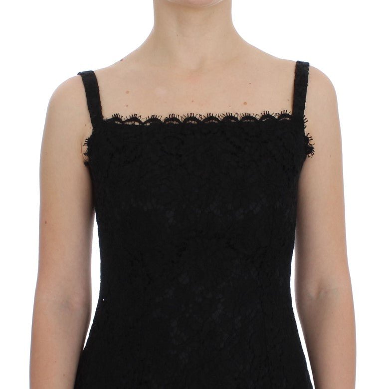 Dolce & Gabbana Elegant Black Floral Lace Knee - Length Dress - Sandy Store ByNet