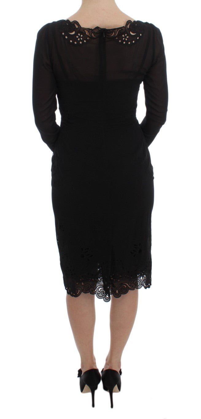 Dolce & Gabbana Elegant Black Floral Lace Sheath Dress - Sandy Store ByNet