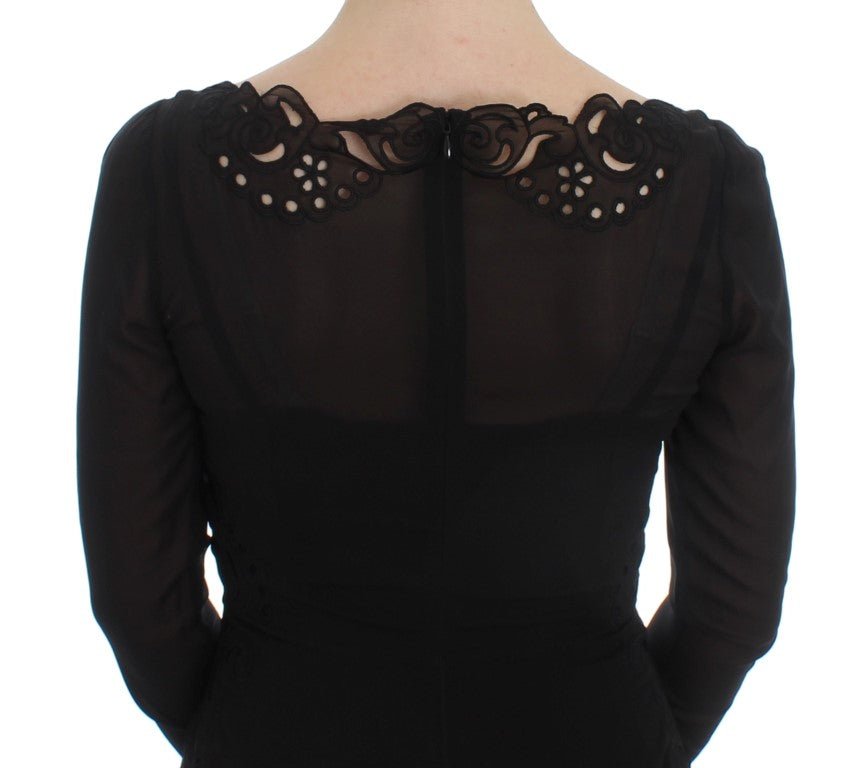Dolce & Gabbana Elegant Black Floral Lace Sheath Dress - Sandy Store ByNet