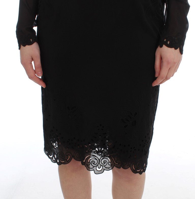 Dolce & Gabbana Elegant Black Floral Lace Sheath Dress - Sandy Store ByNet