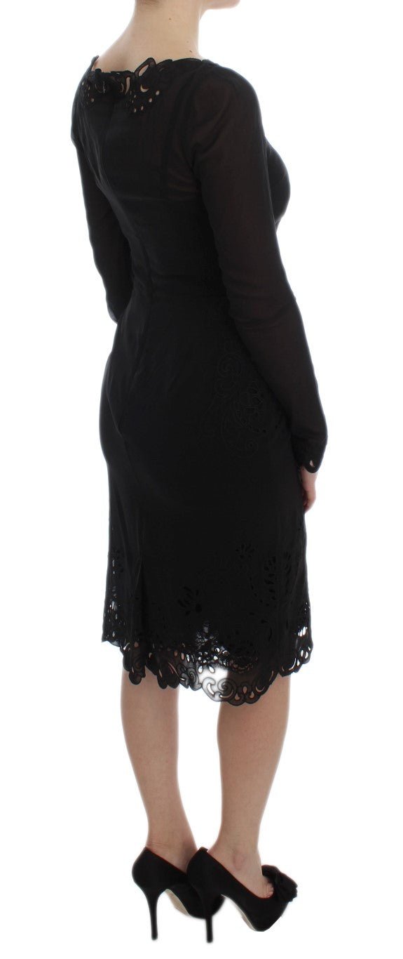 Dolce & Gabbana Elegant Black Floral Lace Sheath Dress - Sandy Store ByNet