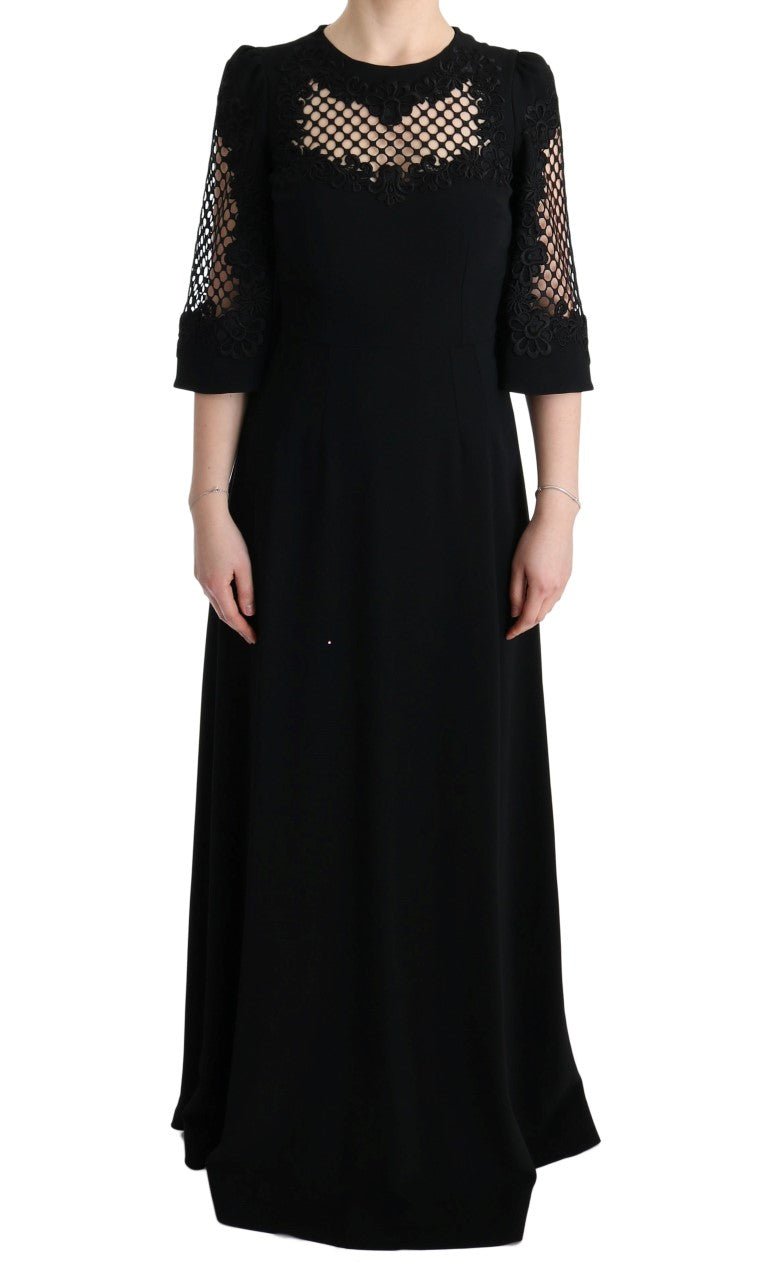 Dolce & Gabbana Elegant Black Floral Maxi Dress - Sandy Store ByNet