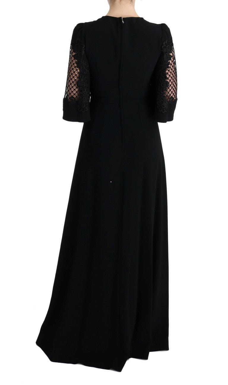 Dolce & Gabbana Elegant Black Floral Maxi Dress - Sandy Store ByNet