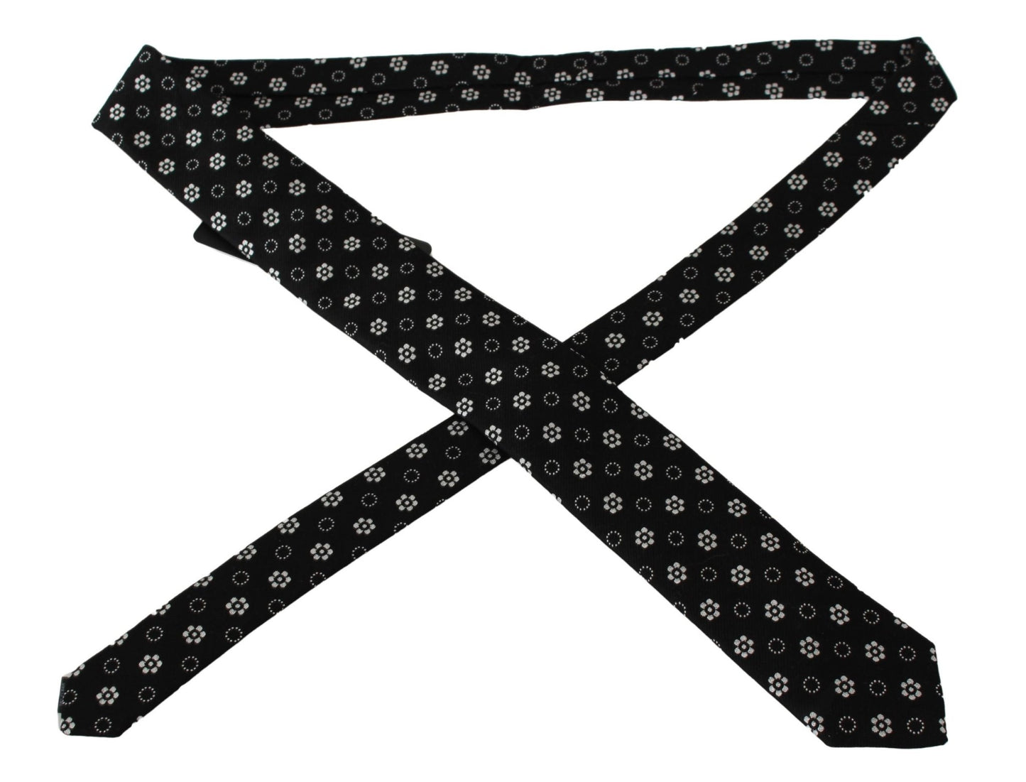 Dolce & Gabbana Elegant Black Floral Silk Necktie - Sandy Store ByNet