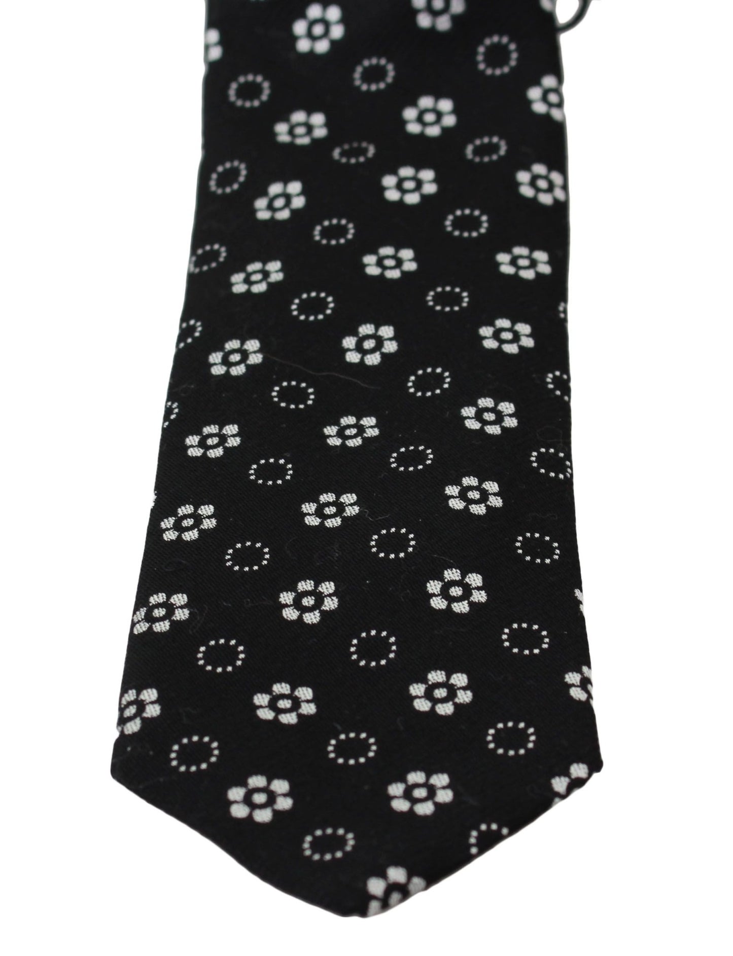 Dolce & Gabbana Elegant Black Floral Silk Necktie - Sandy Store ByNet