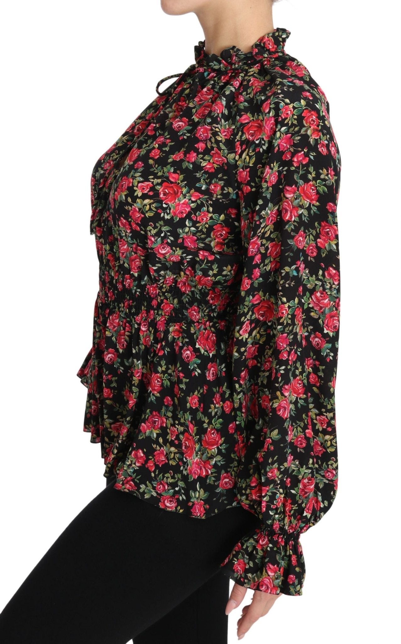 Dolce & Gabbana Elegant Black Floral Silk Shirt - Sandy Store ByNet