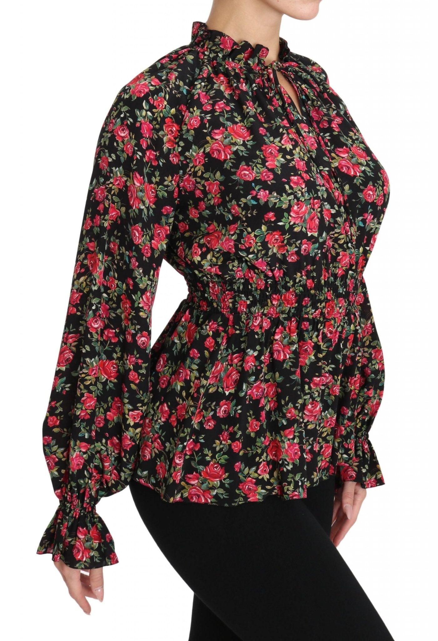 Dolce & Gabbana Elegant Black Floral Silk Shirt - Sandy Store ByNet