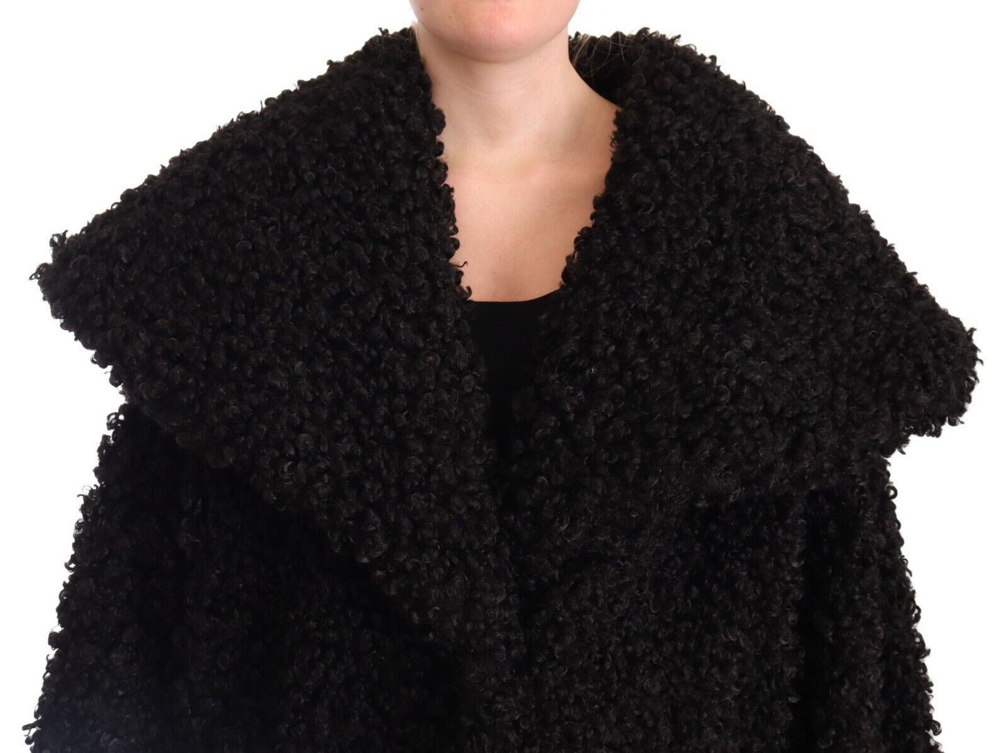 Dolce & Gabbana Elegant Black Fur Cape Trench Coat - Sandy Store ByNet
