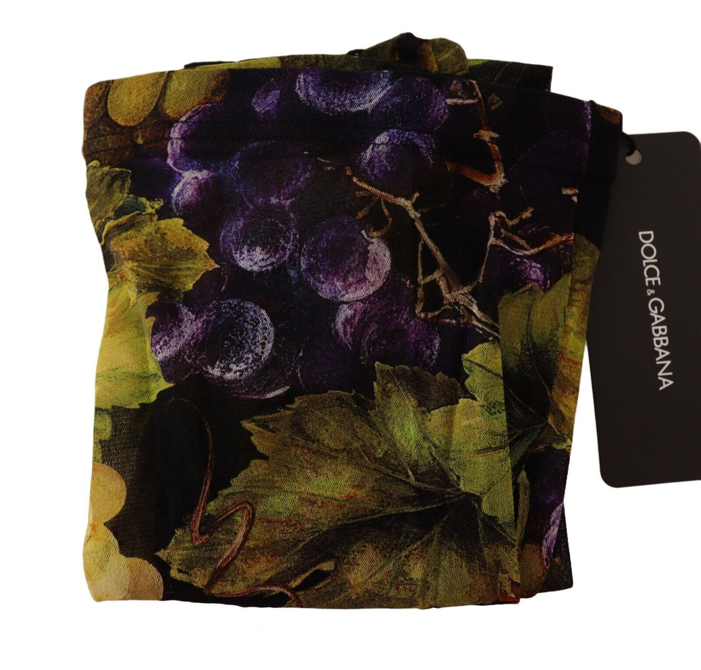 Dolce & Gabbana Elegant Black Grapes Printed Nylon Tights - Sandy Store ByNet