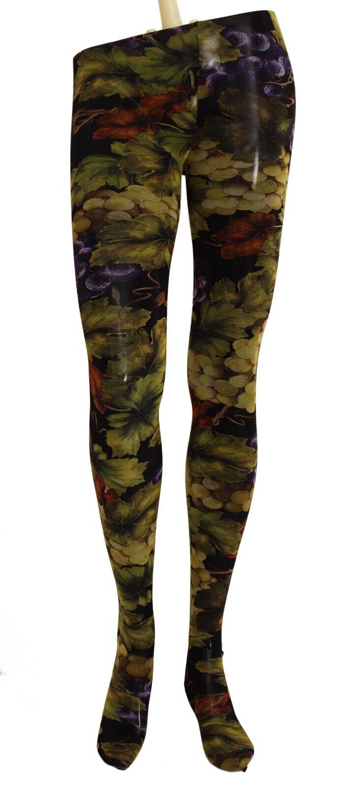 Dolce & Gabbana Elegant Black Grapes Printed Nylon Tights - Sandy Store ByNet