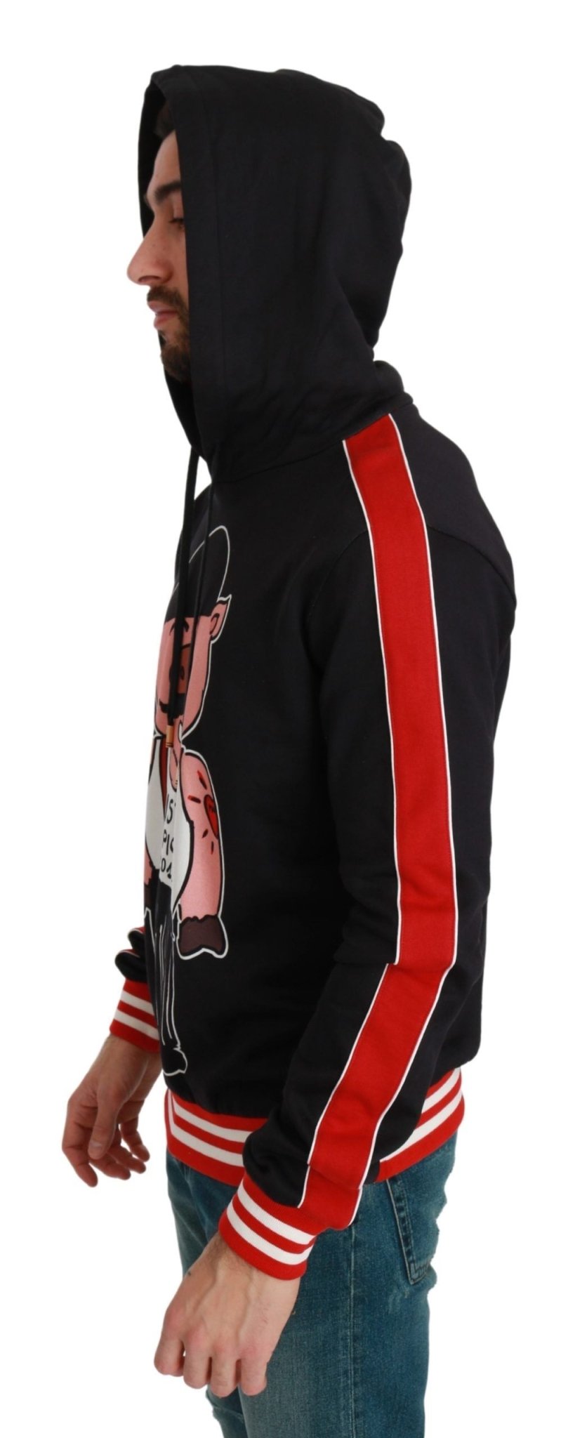 Dolce & Gabbana Elegant Black Hooded Sweater with Multicolor Motif - Sandy Store ByNet