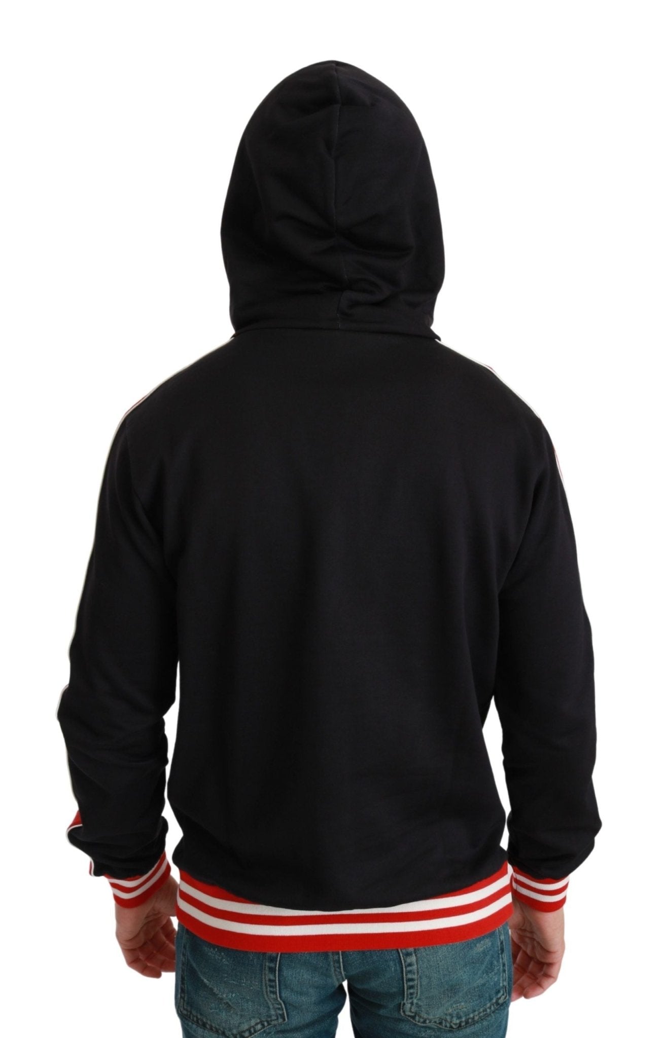Dolce & Gabbana Elegant Black Hooded Sweater with Multicolor Motif - Sandy Store ByNet