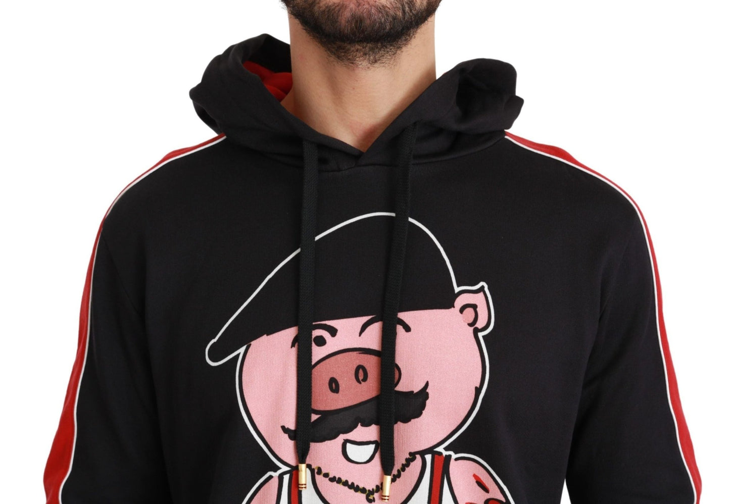 Dolce & Gabbana Elegant Black Hooded Sweater with Multicolor Motif - Sandy Store ByNet
