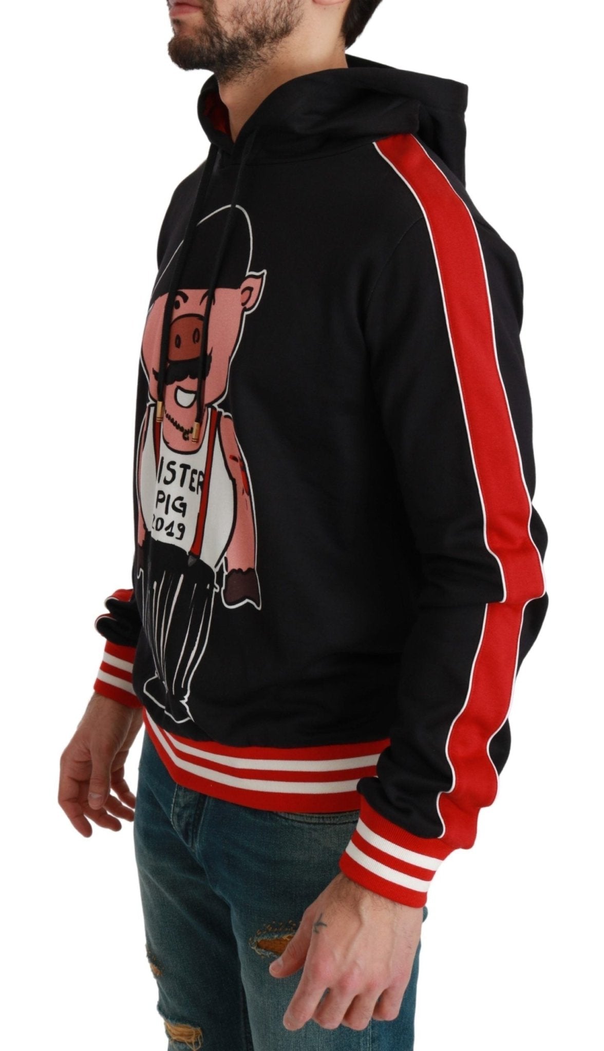 Dolce & Gabbana Elegant Black Hooded Sweater with Multicolor Motif - Sandy Store ByNet