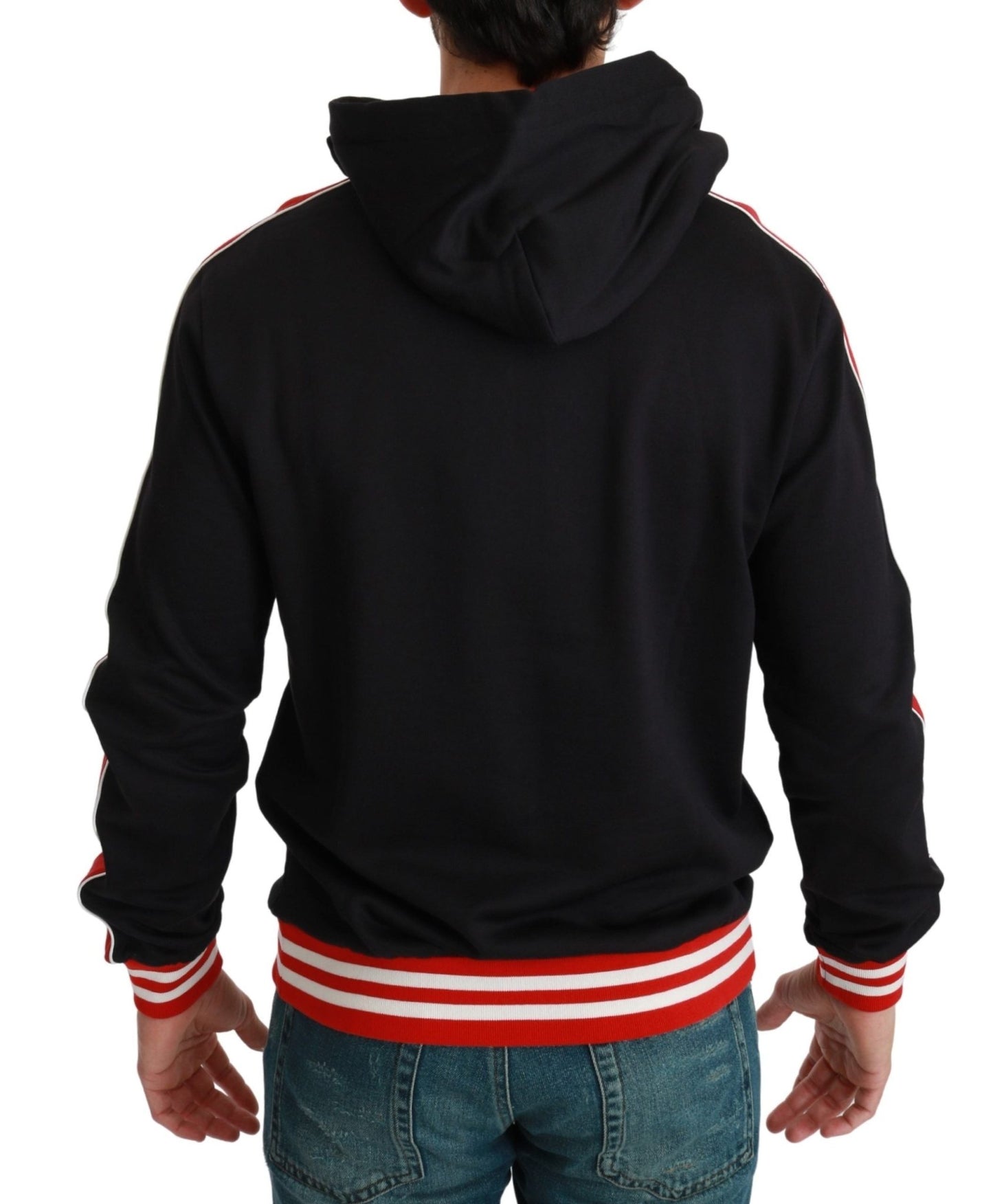 Dolce & Gabbana Elegant Black Hooded Sweater with Multicolor Motif - Sandy Store ByNet