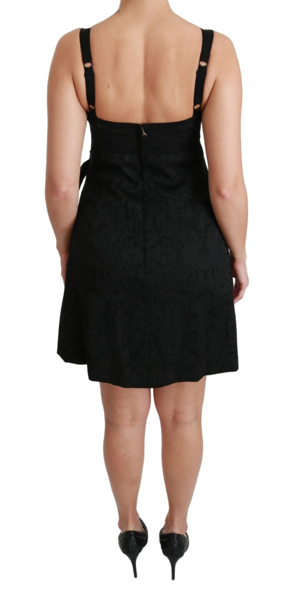 Dolce & Gabbana Elegant Black Jacquard Sheath Dress - Sandy Store ByNet