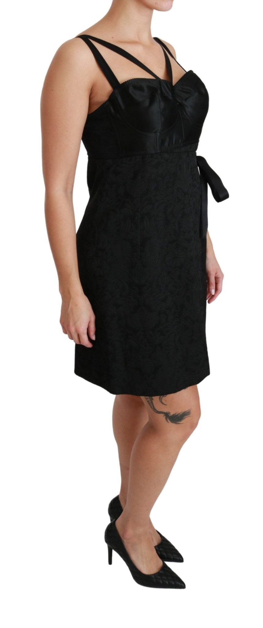 Dolce & Gabbana Elegant Black Jacquard Sheath Dress - Sandy Store ByNet
