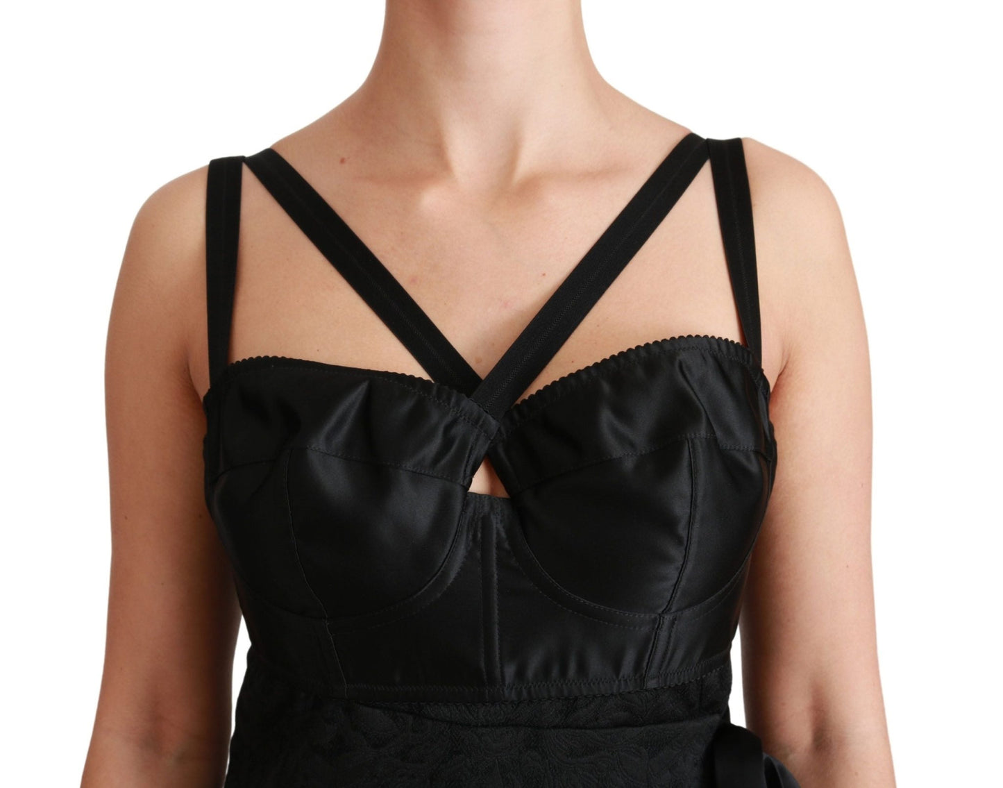 Dolce & Gabbana Elegant Black Jacquard Sheath Dress - Sandy Store ByNet