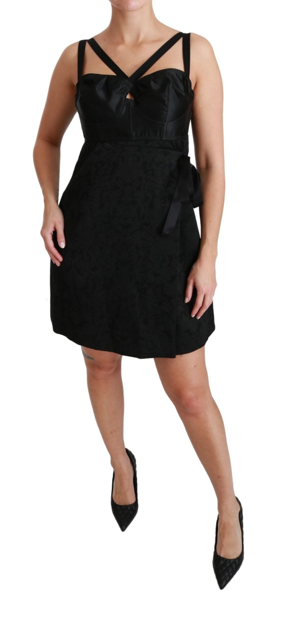 Dolce & Gabbana Elegant Black Jacquard Sheath Dress - Sandy Store ByNet