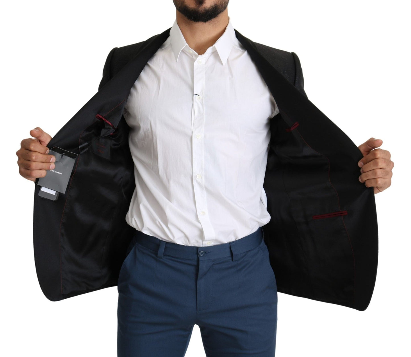 Dolce & Gabbana Elegant Black Jacquard Slim Fit Blazer - Sandy Store ByNet