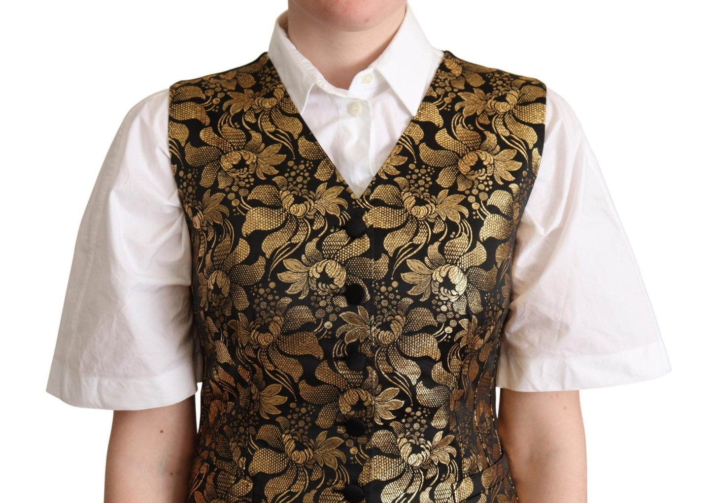 Dolce & Gabbana Elegant Black Jacquard Waistcoat - Sandy Store ByNet