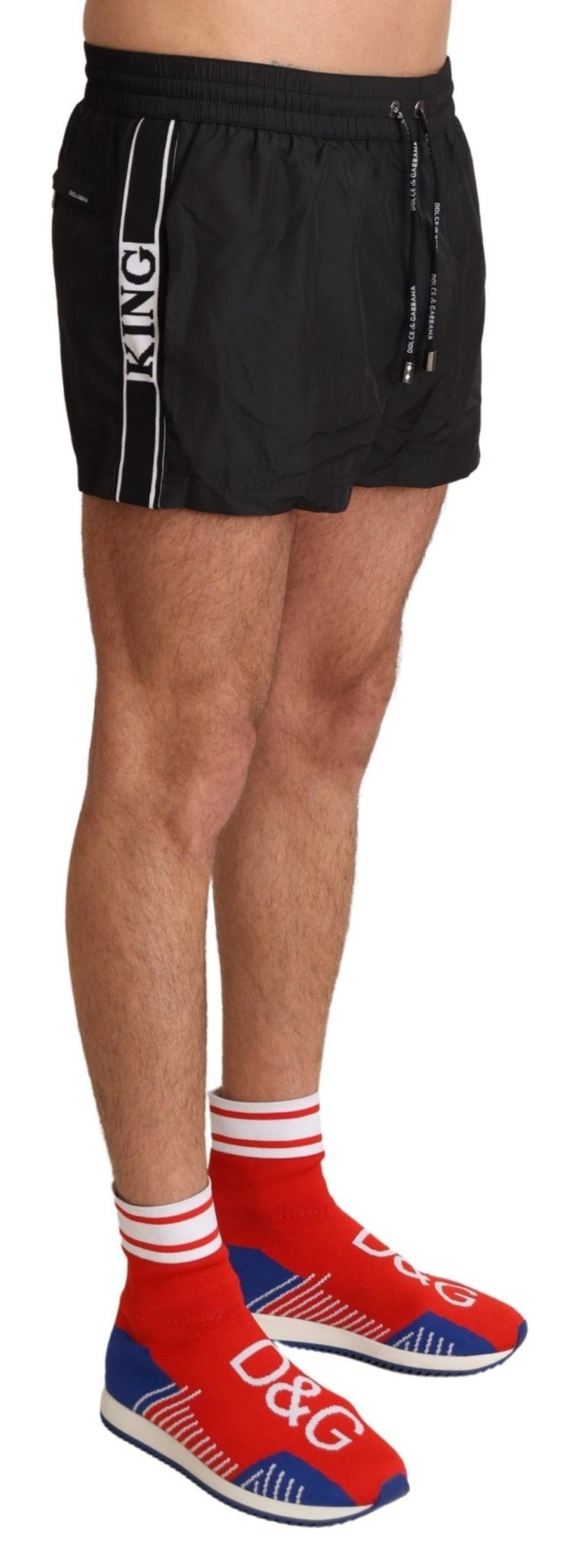 Dolce & Gabbana Elegant Black KING Motive Swim Trunks - Sandy Store ByNet