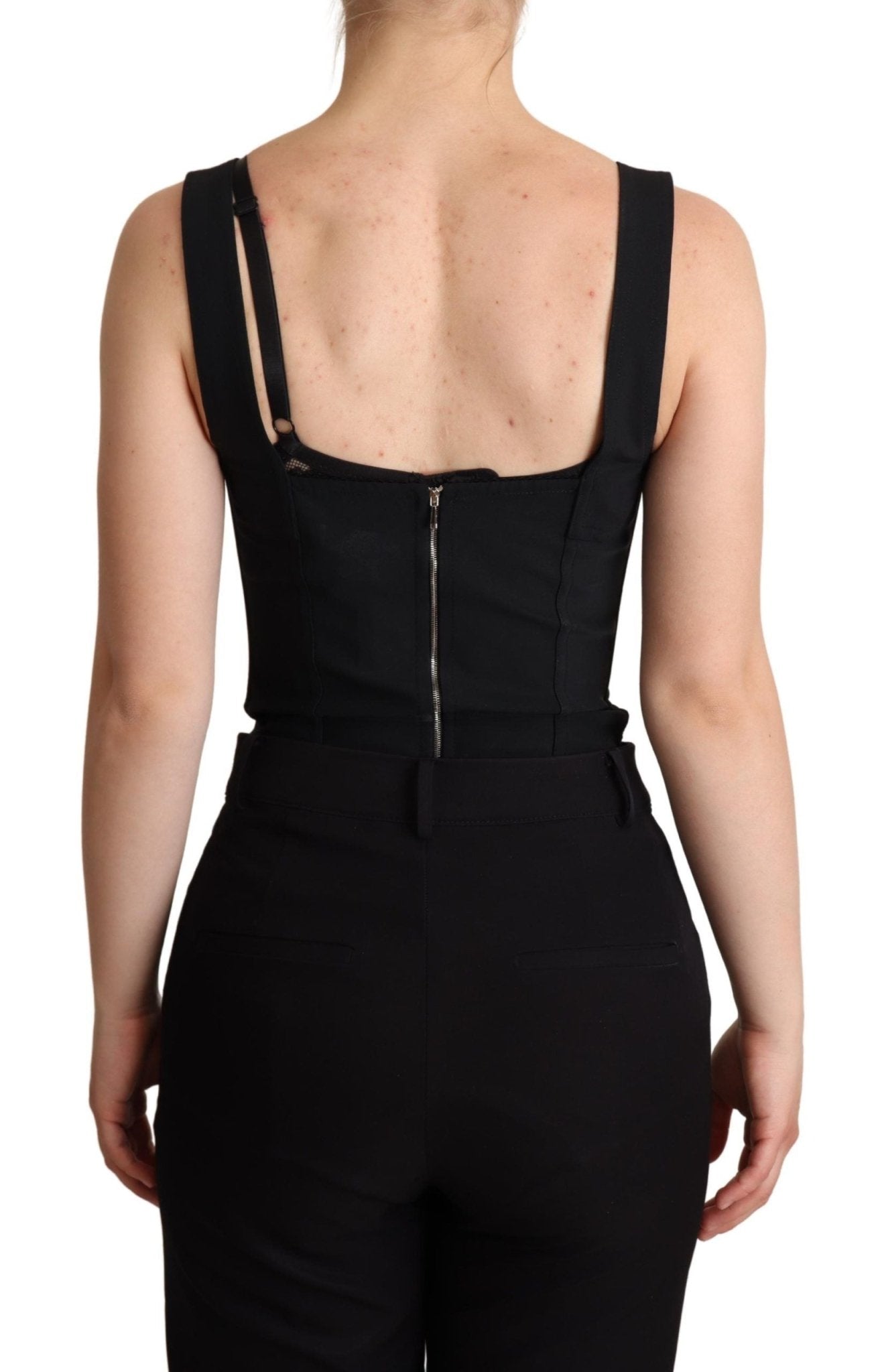 Dolce & Gabbana Elegant Black Lace Bodysuit Corset Dress - Sandy Store ByNet