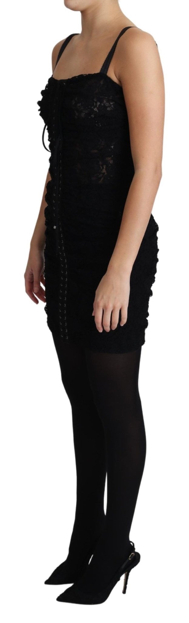 Dolce & Gabbana Elegant Black Lace Bustier Mini Dress - Sandy Store ByNet