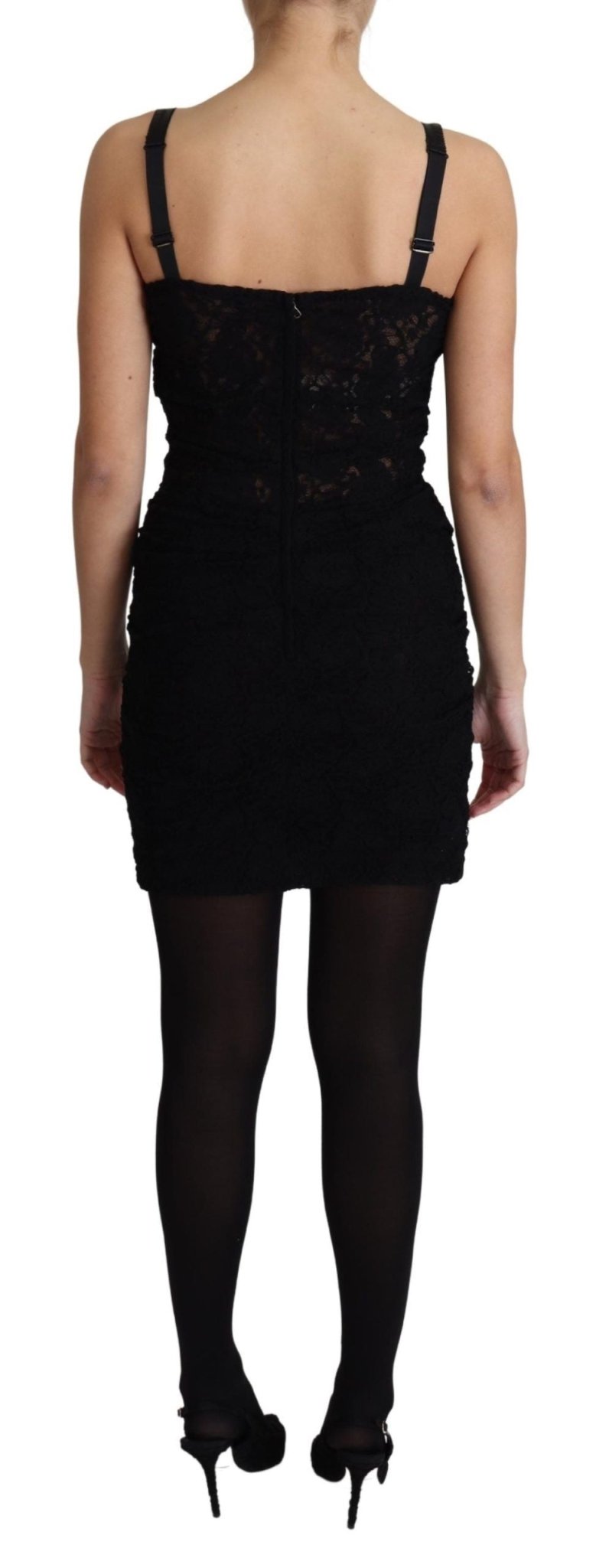Dolce & Gabbana Elegant Black Lace Bustier Mini Dress - Sandy Store ByNet