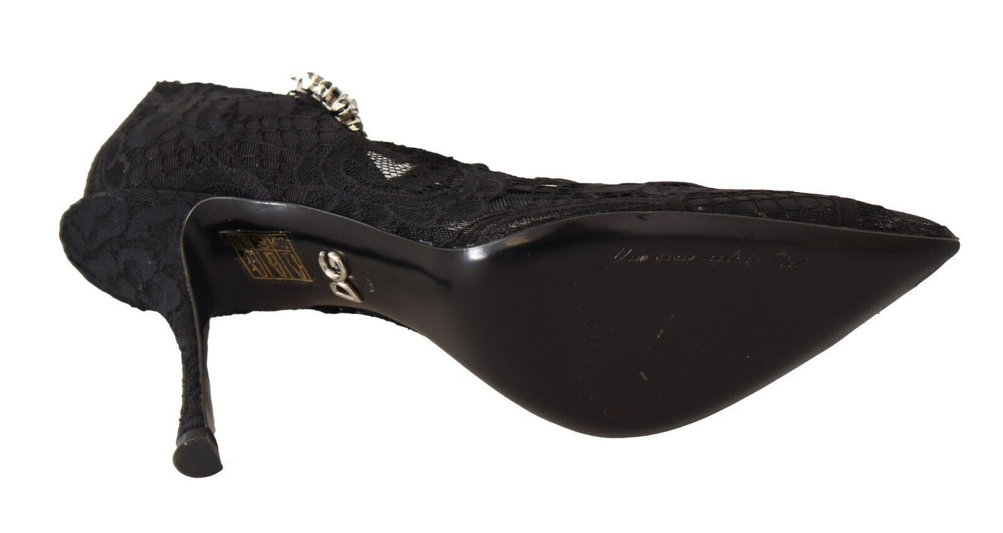 Dolce & Gabbana Elegant Black Lace Stiletto Pumps - Sandy Store ByNet