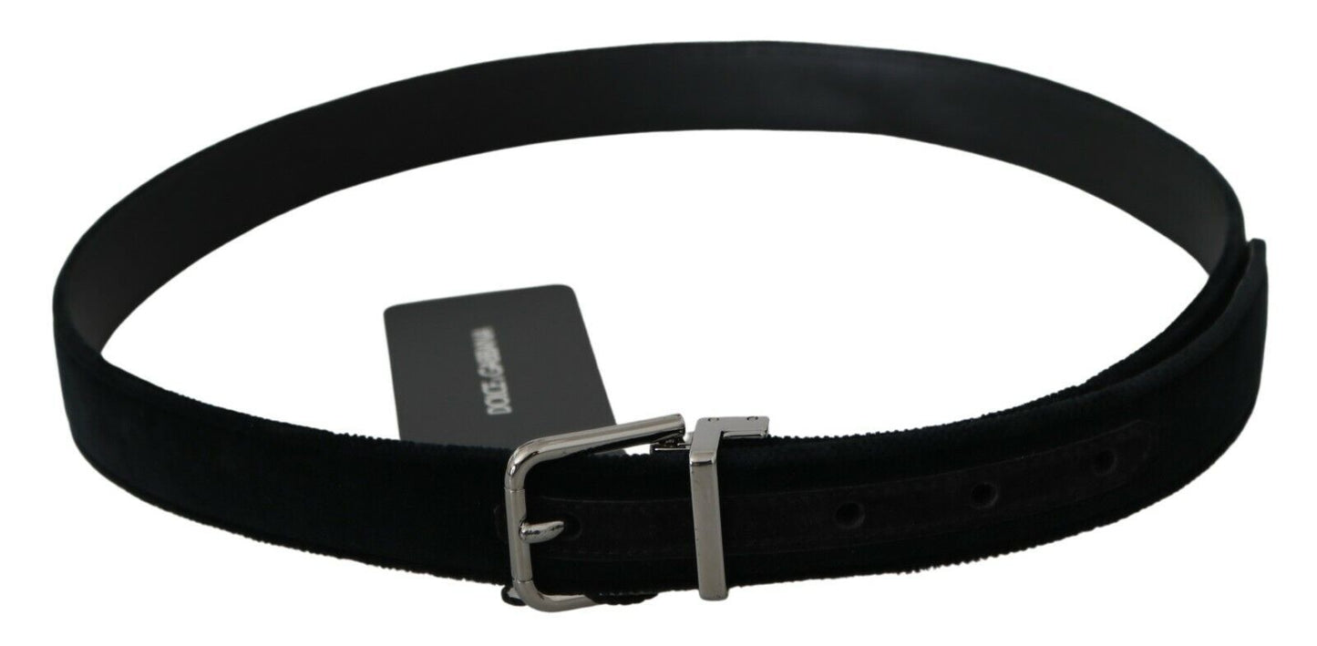 Dolce & Gabbana Elegant Black Leather Belt with Velvet Interior - Sandy Store ByNet