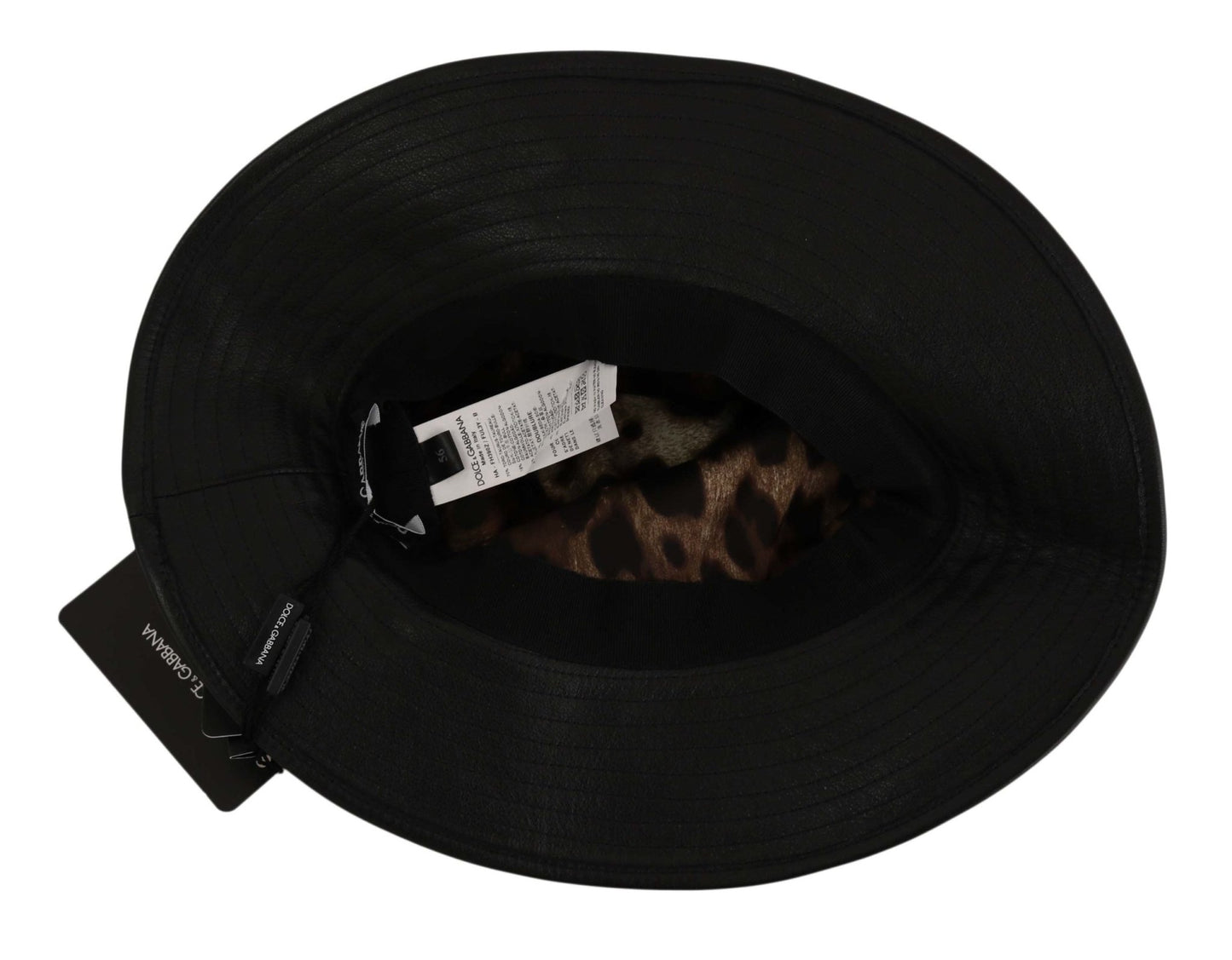 Dolce & Gabbana Elegant Black Leather Cloche Cap - Sandy Store ByNet