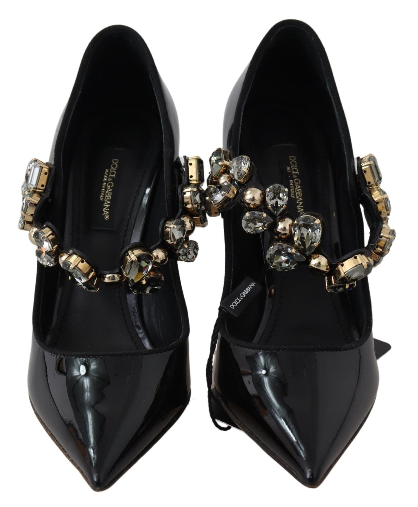 Dolce & Gabbana Elegant Black Leather Crystal Pumps - Sandy Store ByNet
