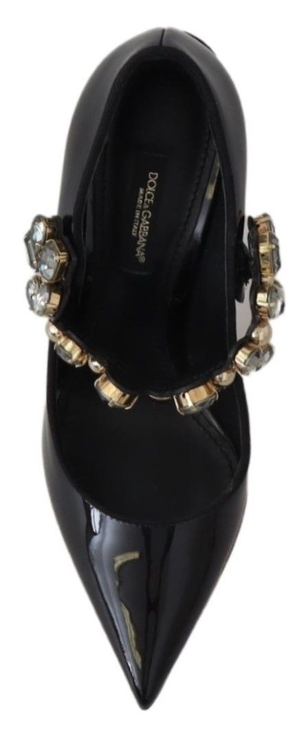 Dolce & Gabbana Elegant Black Leather Crystal Pumps - Sandy Store ByNet