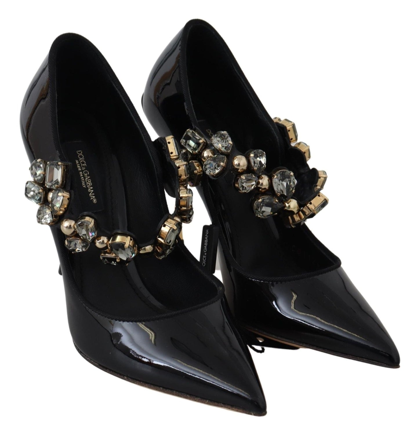 Dolce & Gabbana Elegant Black Leather Crystal Pumps - Sandy Store ByNet