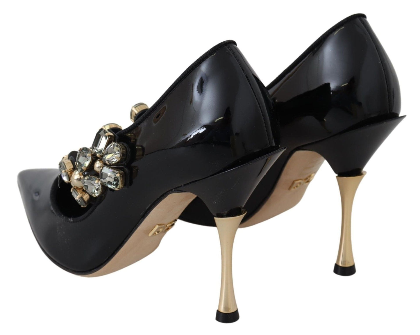 Dolce & Gabbana Elegant Black Leather Crystal Pumps - Sandy Store ByNet