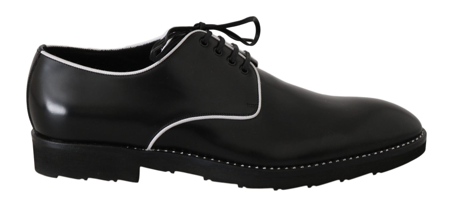 Dolce & Gabbana Elegant Black Leather Derby Dress Shoes - Sandy Store ByNet