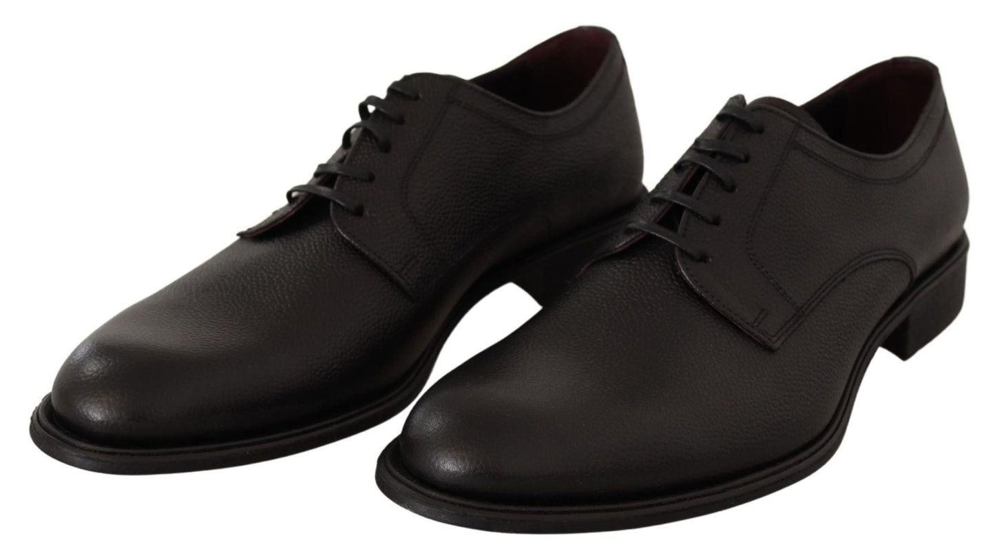 Dolce & Gabbana Elegant Black Leather Derby Dress Shoes - Sandy Store ByNet